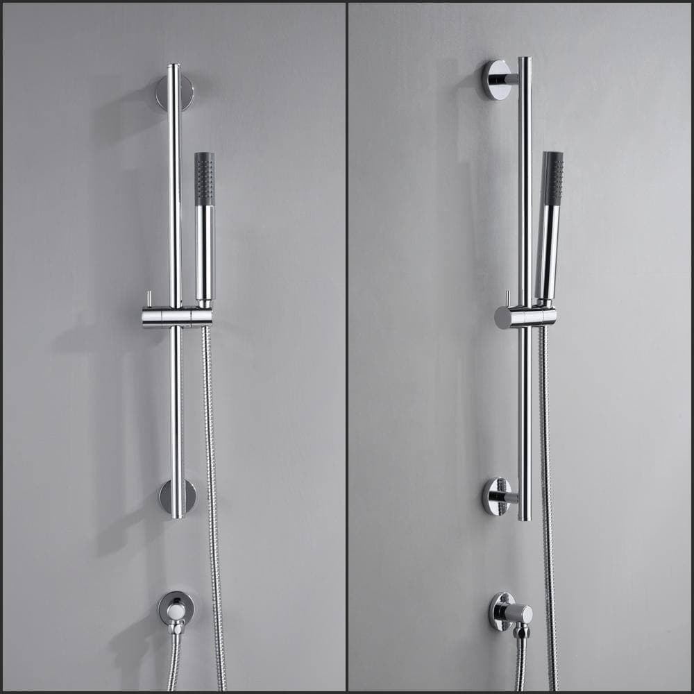 Ultra Faucets Kree Sweep 1-Spray Rectangle High Pressure Multifunction Wall Bar Shower Kit with Hand Shower in Polished Chrome (2)