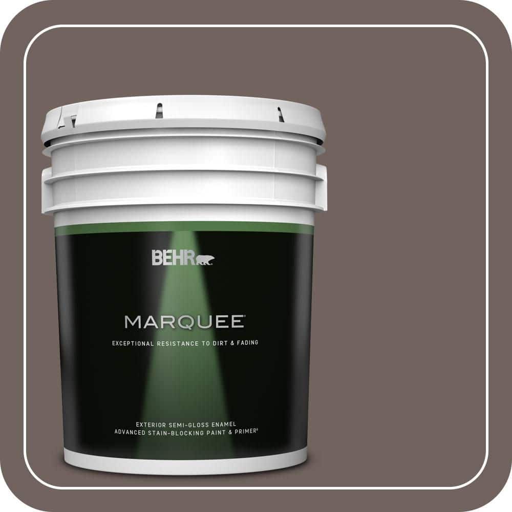 BEHR MARQUEE 5 gal. #N140-6 Wright Brown Semi-Gloss Enamel Exterior Paint & Primer