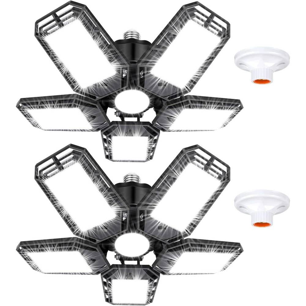 Lukyamzn 160-Volt 16000 Lumen LED Ceiling Shop Light with Deformable Panels for Garage Workshop Basement E26/E27 Socket 2-Pack (1)