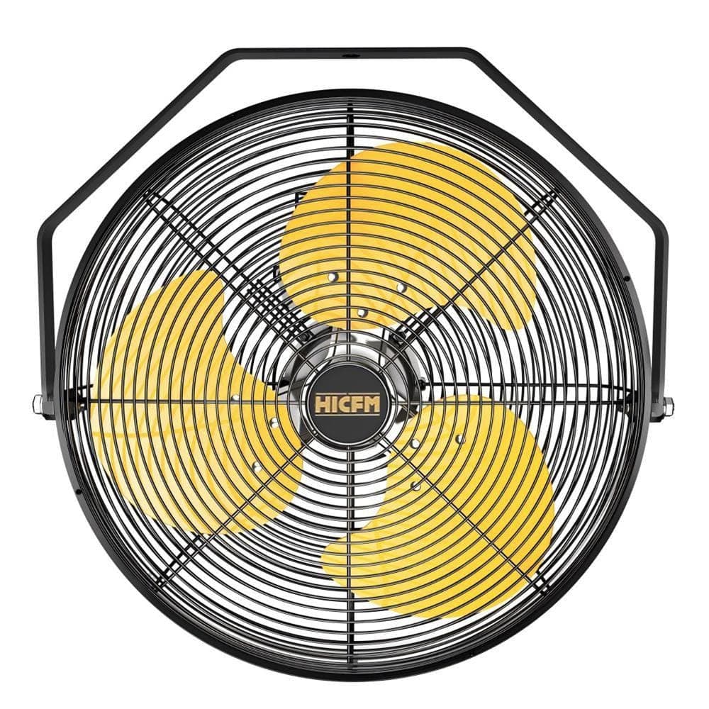 Stbine 12 in. 3-Speed High Velocity Wall Mounted Fan In Yellow, with IP44 Enclosure Motor, Metal Structure, 180° Tilting (1)