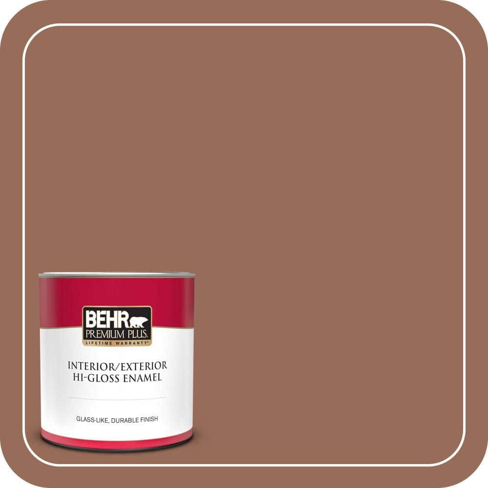 BEHR PREMIUM PLUS 1 qt. #S200-6 Timeless Copper Hi-Gloss Enamel Interior/Exterior Paint & Primer (1)