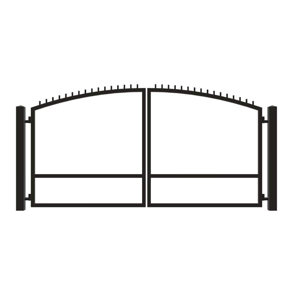 Unbranded Driveway Gate — Swing, Center, Arch + Finials, Black — 162"W x 72"H (1)