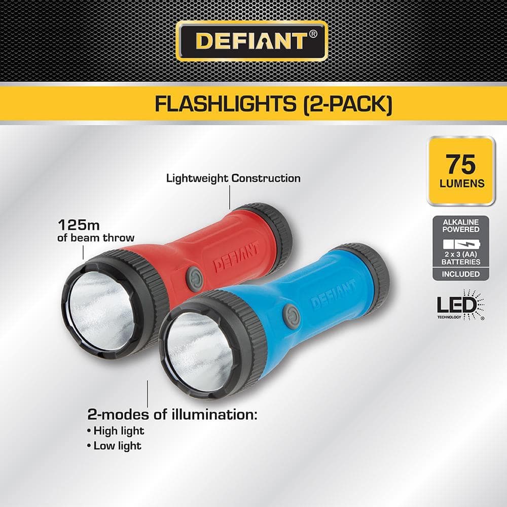 Defiant 75 Lumens LED Alkaline Flashlight (2-Pack) (3)