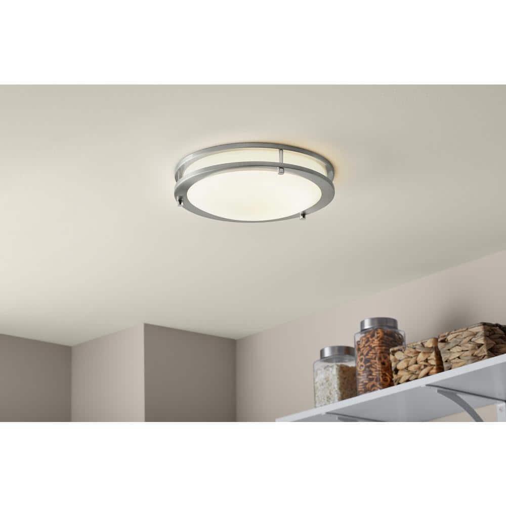 Hampton Bay Flaxmere 12 in. Modern Brushed Nickel Selectable 3 CCT Integrated LED Flush Mount for Kitchens or Bedrooms (2)