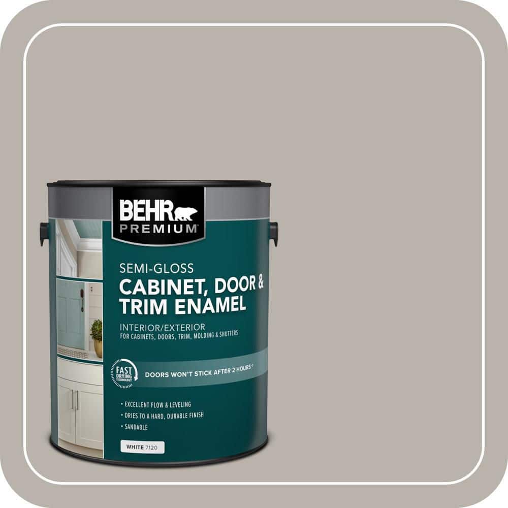 BEHR PREMIUM 1 gal. #MS-84 French Gray Semi-Gloss Enamel Interior/Exterior Cabinet, Door & Trim Paint