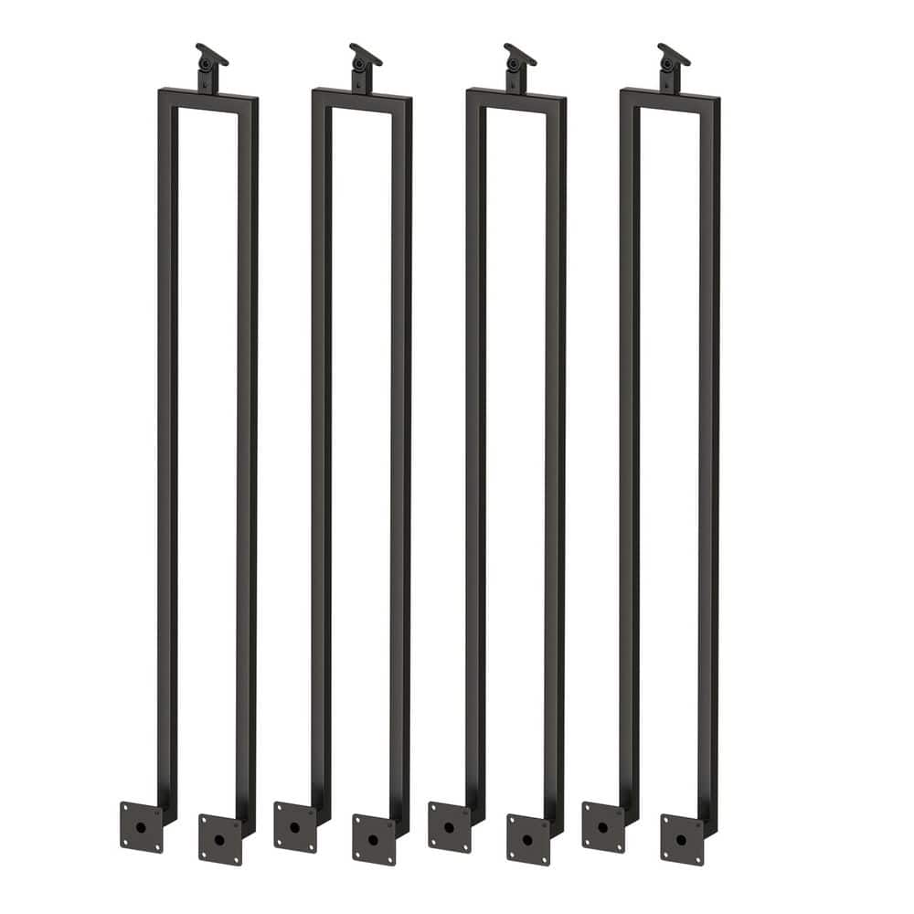 Unbranded 4 Pack Black Wrought Metal Handrail U-Shaped Stair Balusters Side Mount Adjustable Top Plate Indoor Outdoor (1)