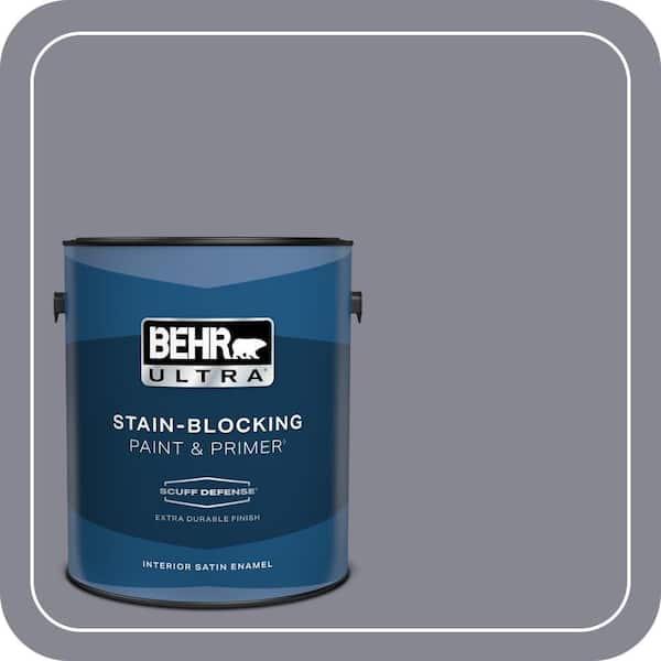 BEHR ULTRA 1 gal. #PPU16-15 Gray Heather Extra Durable Satin Enamel Interior Paint & Primer (2)