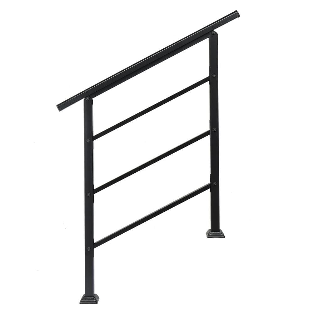 Karl home 38.3 in. H x 37.8 in. W Black Iron Stair Railing Kit (1)