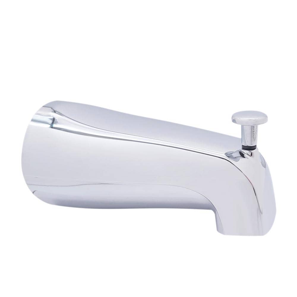 Westbrass 5-1/4 in. Standard Reach Wall Mount Tub Spout with Front Diverter, Chrome (3)