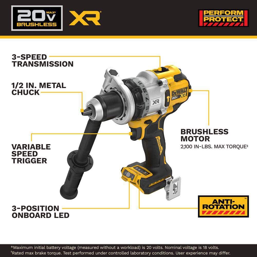 DEWALT 20V MAX XR Brushless Cordless 1/2 in. Hammer Drill (Tool Only) (3)