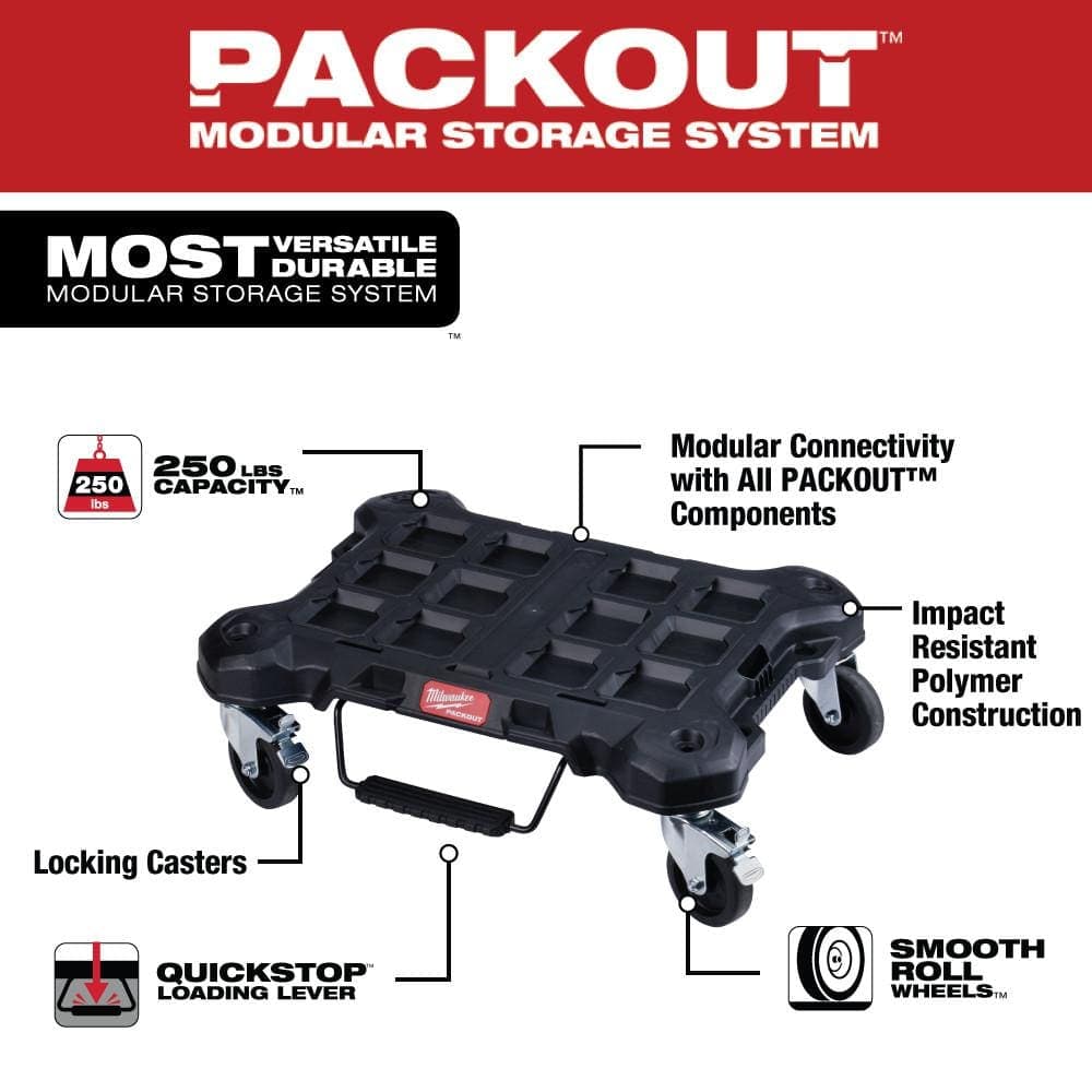Milwaukee PACKOUT Dolly 24 in. x 18 in. Black Multi-Purpose Utility Tool Cart (2)
