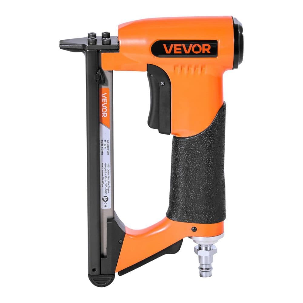 VEVOR Pneumatic Staple Gun, Corded 21 Gauge Air Upholstery Stapler for 80 Series Fine Wire Staples 1/2 in. Crown 1/4-5/8 in. L (1)