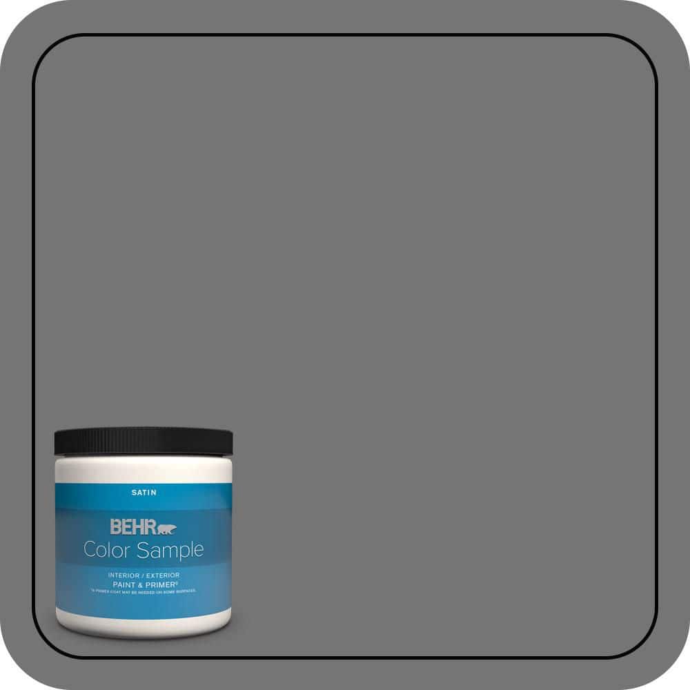 BEHR PREMIUM PLUS 8 oz. #N520-5 Iron Mountain Satin Enamel Interior/Exterior Paint & Primer Color Sample