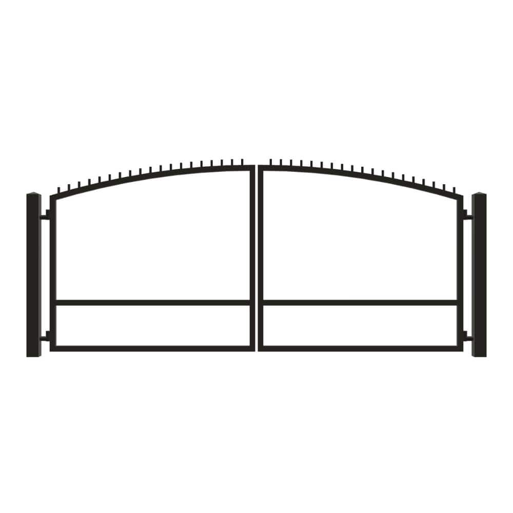 Unbranded Driveway Gate — Swing, Center, Arch + Finials, Black — 170"W x 72"H (1)