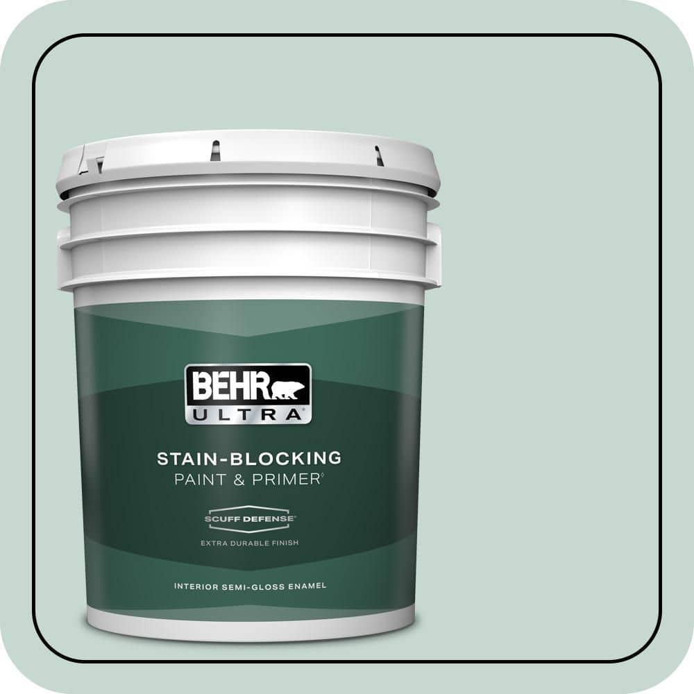 BEHR ULTRA 5 gal. #480E-2 Tide Pools Extra Durable Semi-Gloss Enamel Interior Paint & Primer