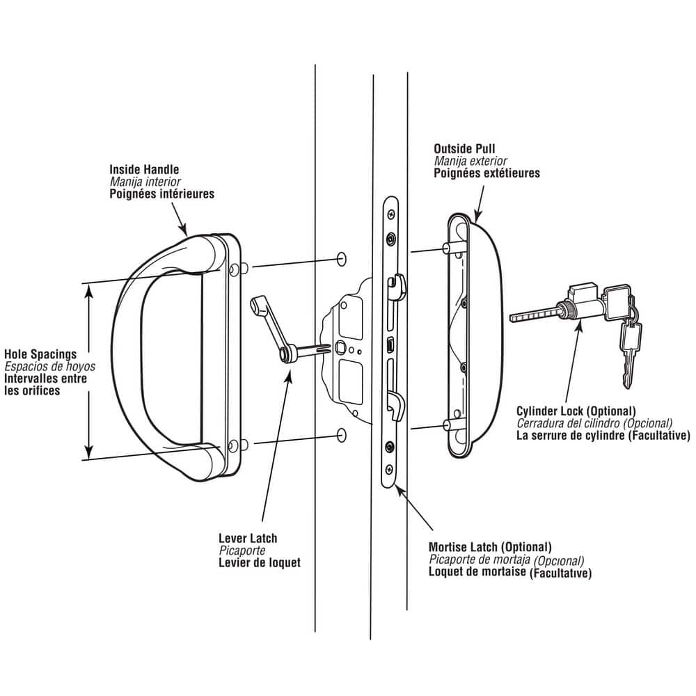 Prime-Line Diecast, White, Outside Patio Door Pull with Latch (3)