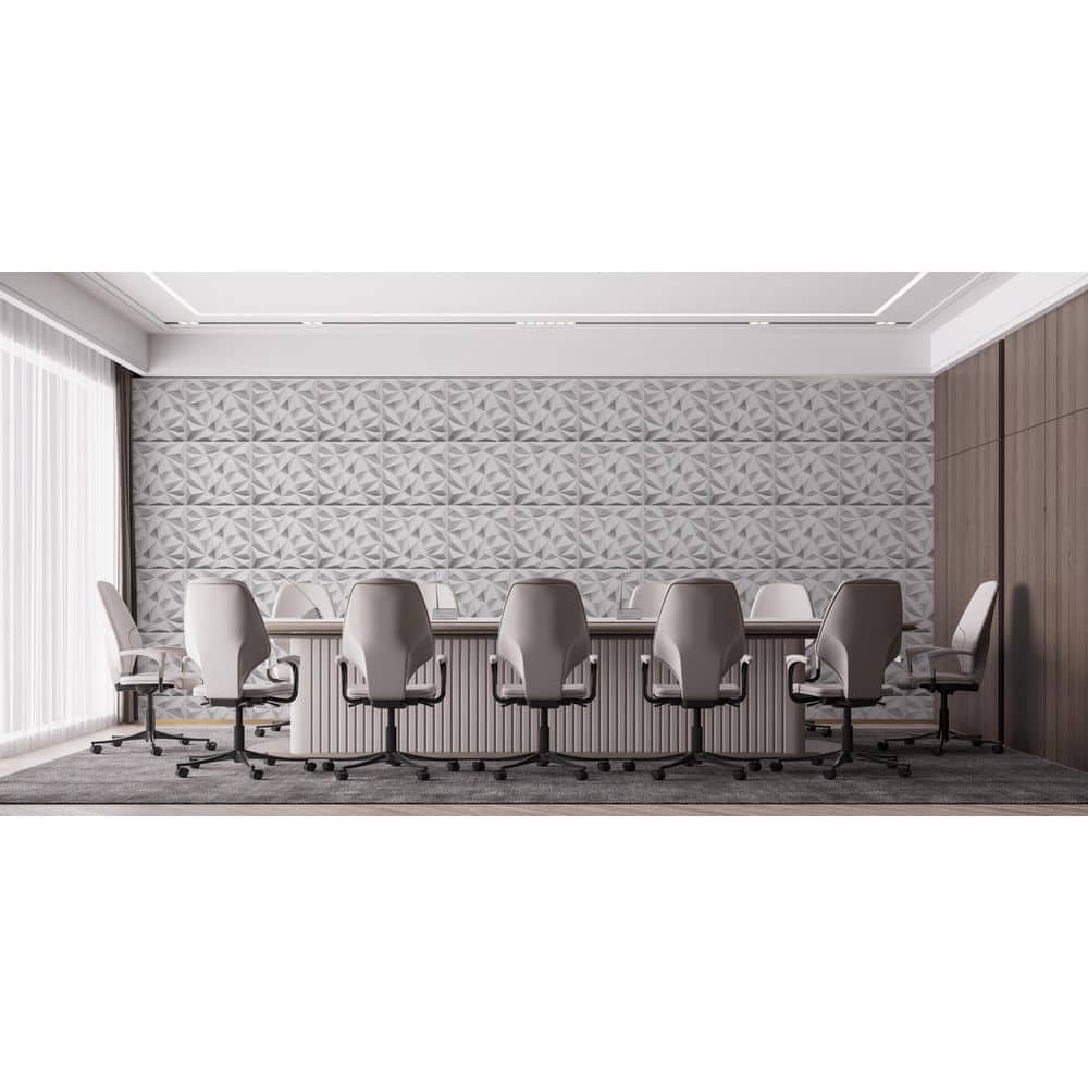 Dundee Deco Falkirk Ross 2/25 in. x 19.7 in. x 19.7 in. White PVC Diamond 3D Decorative Wall Panel 5-Pack (3)