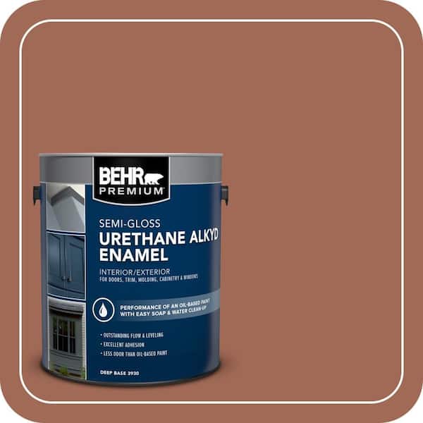 BEHR PREMIUM 1 gal. #S180-6 Perfect Penny Urethane Alkyd Semi-Gloss Enamel Interior/Exterior Paint (2)