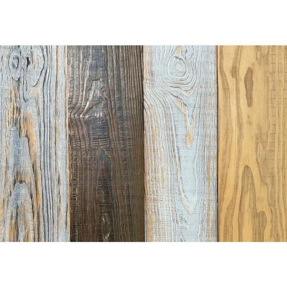 Easy Planking Thermally Modified 1 ft. x 5 in. Mushroom Wood Design Wood Board Sample Deck Tile in Multi-Colors (4-Pack)