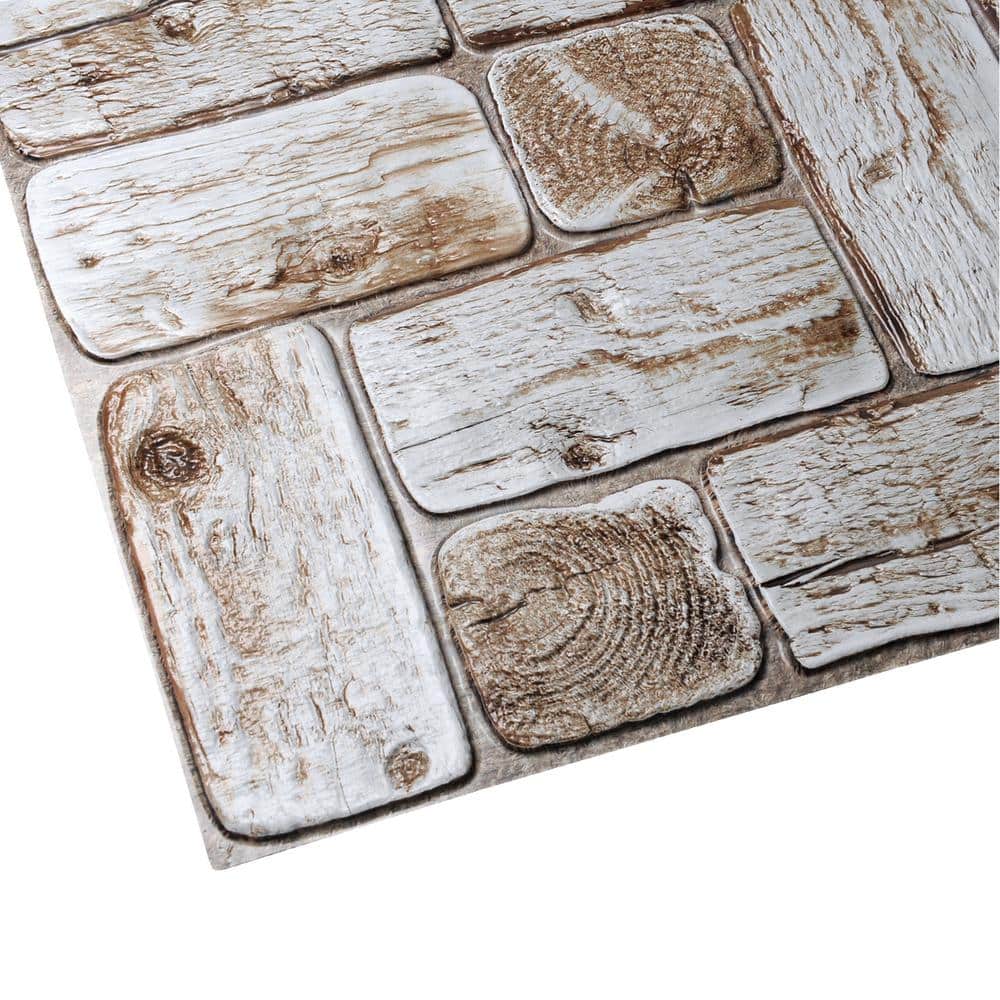 Dundee Deco 3D Falkirk Retro 10/1000 in. 38 in. 19 in. Faux Logs PVC Decorative Wall Paneling (4)