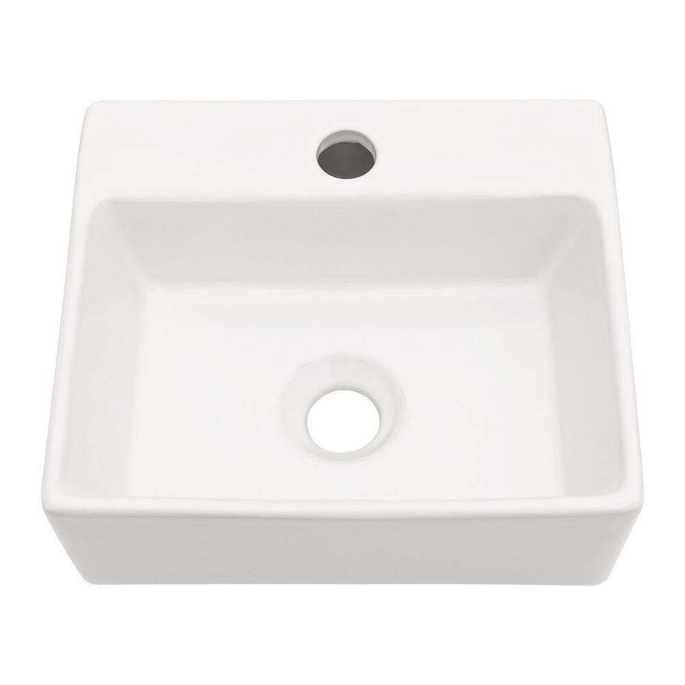 MYRYY 11.6 in. Wall Mounted Bathroom Sink Ceramic with Single Faucet Hole (3)