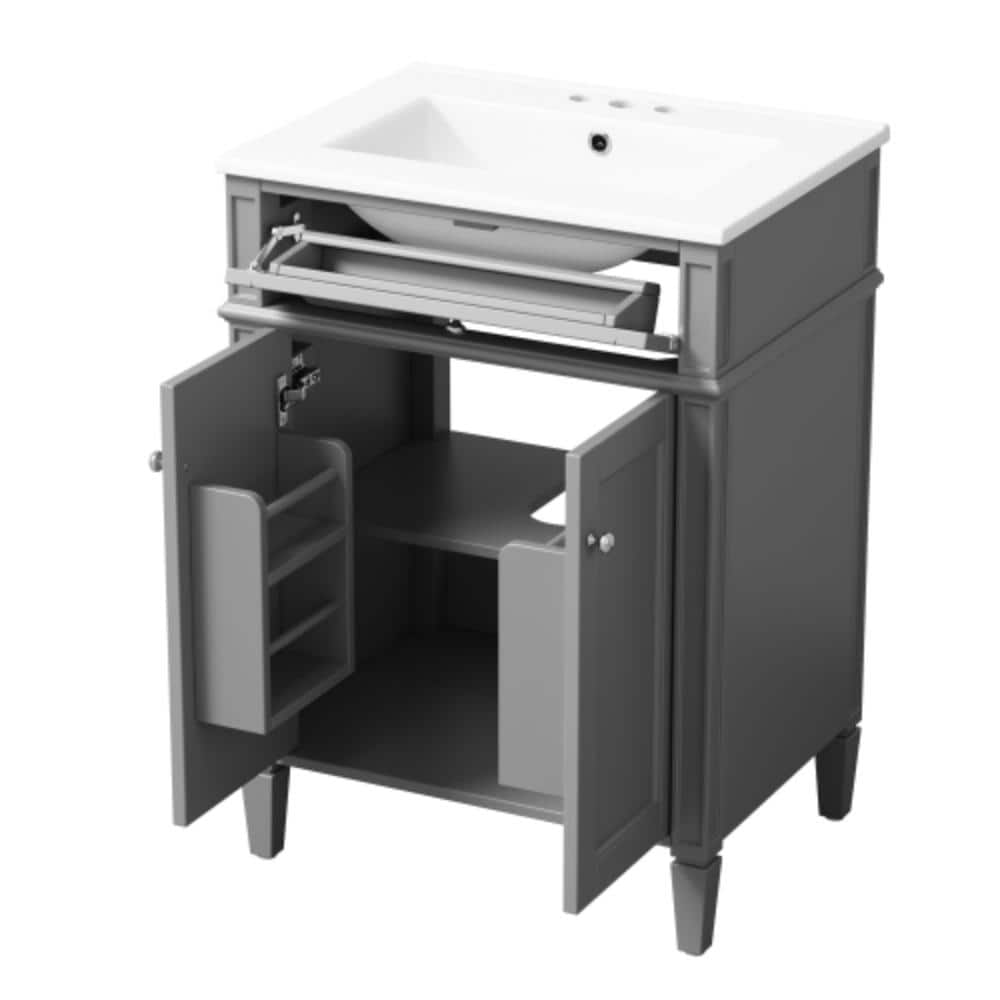 Unbranded 24 in. W x 18.1 in. D x 33.8 in. H Bathroom Gray Linen Cabinet (1)