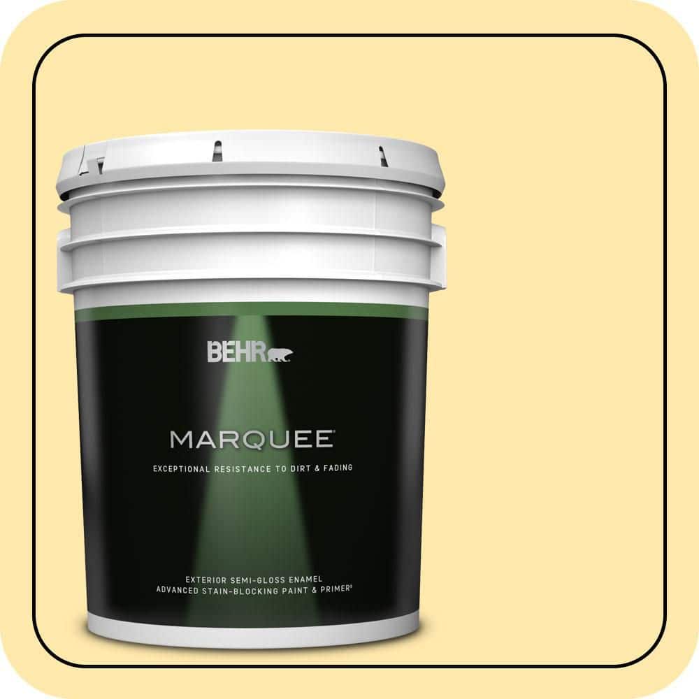 BEHR MARQUEE 5 gal. #P290-2 Sweet as Honey Semi-Gloss Enamel Exterior Paint & Primer