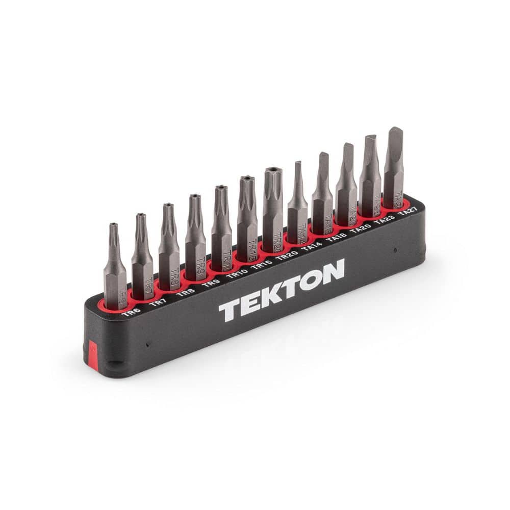 TEKTON 4 mm Tamper Star/Triangle Bit Set with Rail, 12-Piece (TR6-TR20, TA14-TA27) (1)