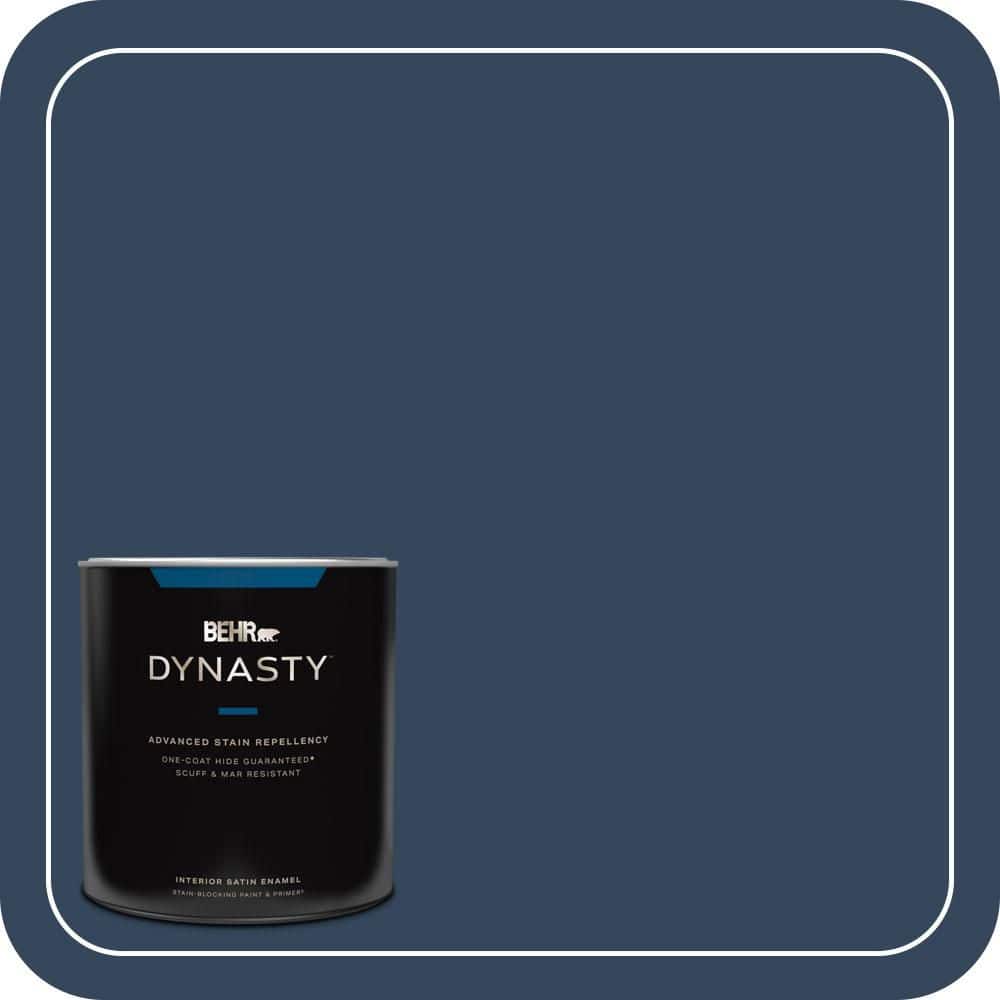 BEHR DYNASTY 1 qt. #MQ5-54 Compass Blue One-Coat Hide Satin Enamel Interior Stain-Blocking Paint & Primer