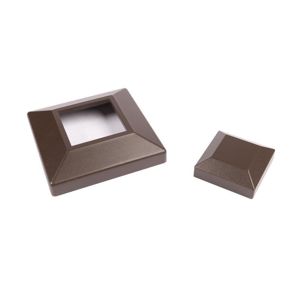 Deckorators Cable Rail 2-1/2 in. x 2-1/2 in. x 54 in. Weathered Brown Aluminum Stair Middle Post for Cable Railing System (3)