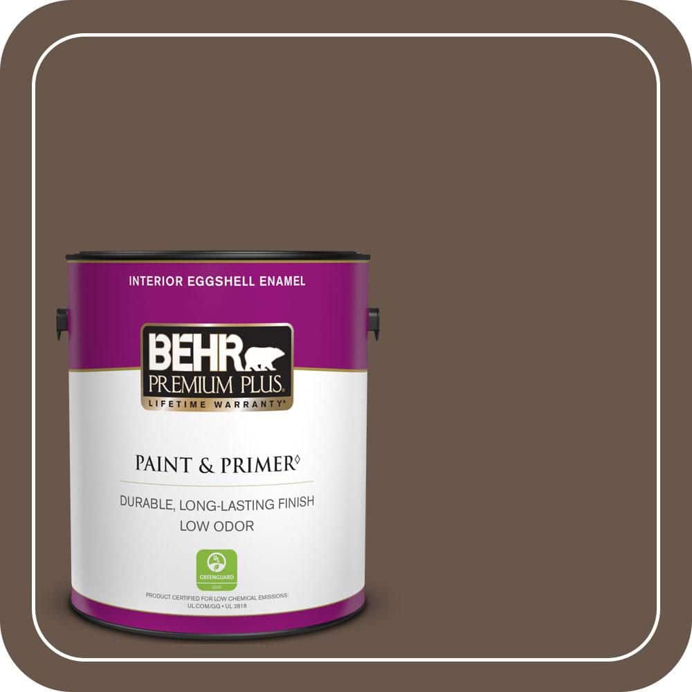 BEHR PREMIUM PLUS 1 gal. #PPU5-18 Chocolate Swirl Eggshell Enamel Low Odor Interior Paint & Primer (1)