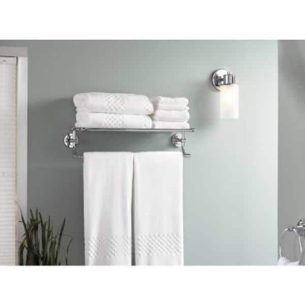 MOEN ISO 10-7/10 in. L x 6-9/25 in. H x 26-19/20 in. W Zinc Hotel-Style Bathroom Shelf in Chrome (3)