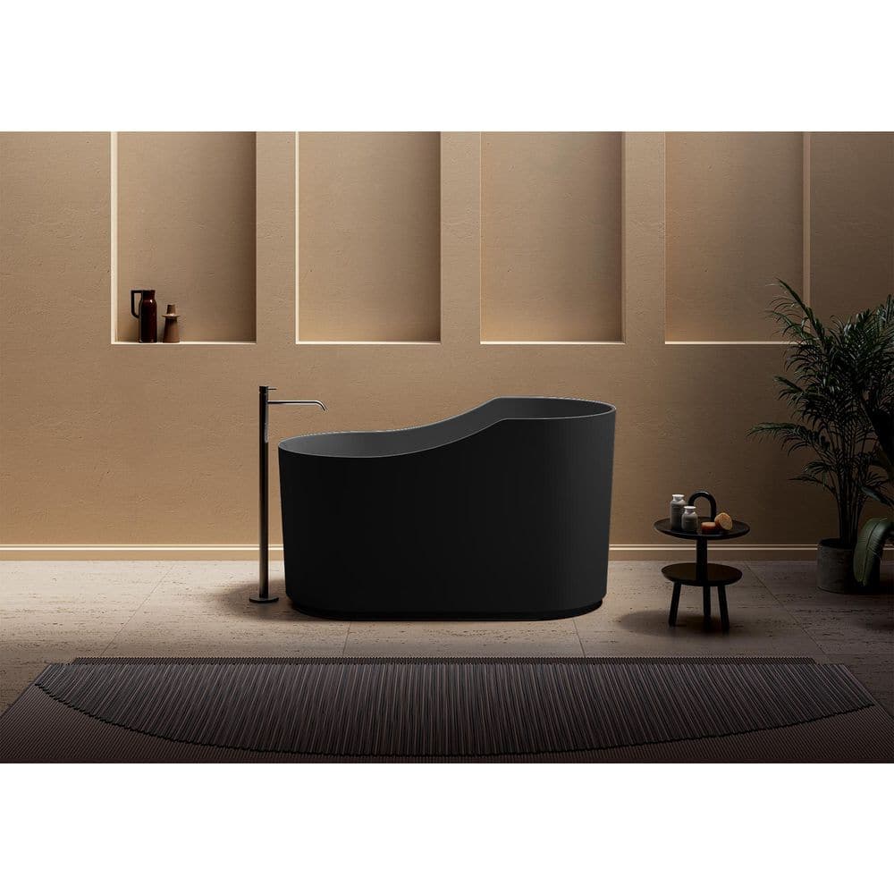 Ruvati Omnia 55 in. x 29.5 in. Soaking Bathtub with Left Drain in Matte Black (3)