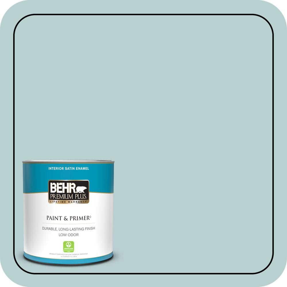 BEHR PREMIUM PLUS 1 qt. #S440-2 Malaysian Mist Satin Enamel Low Odor Interior Paint & Primer
