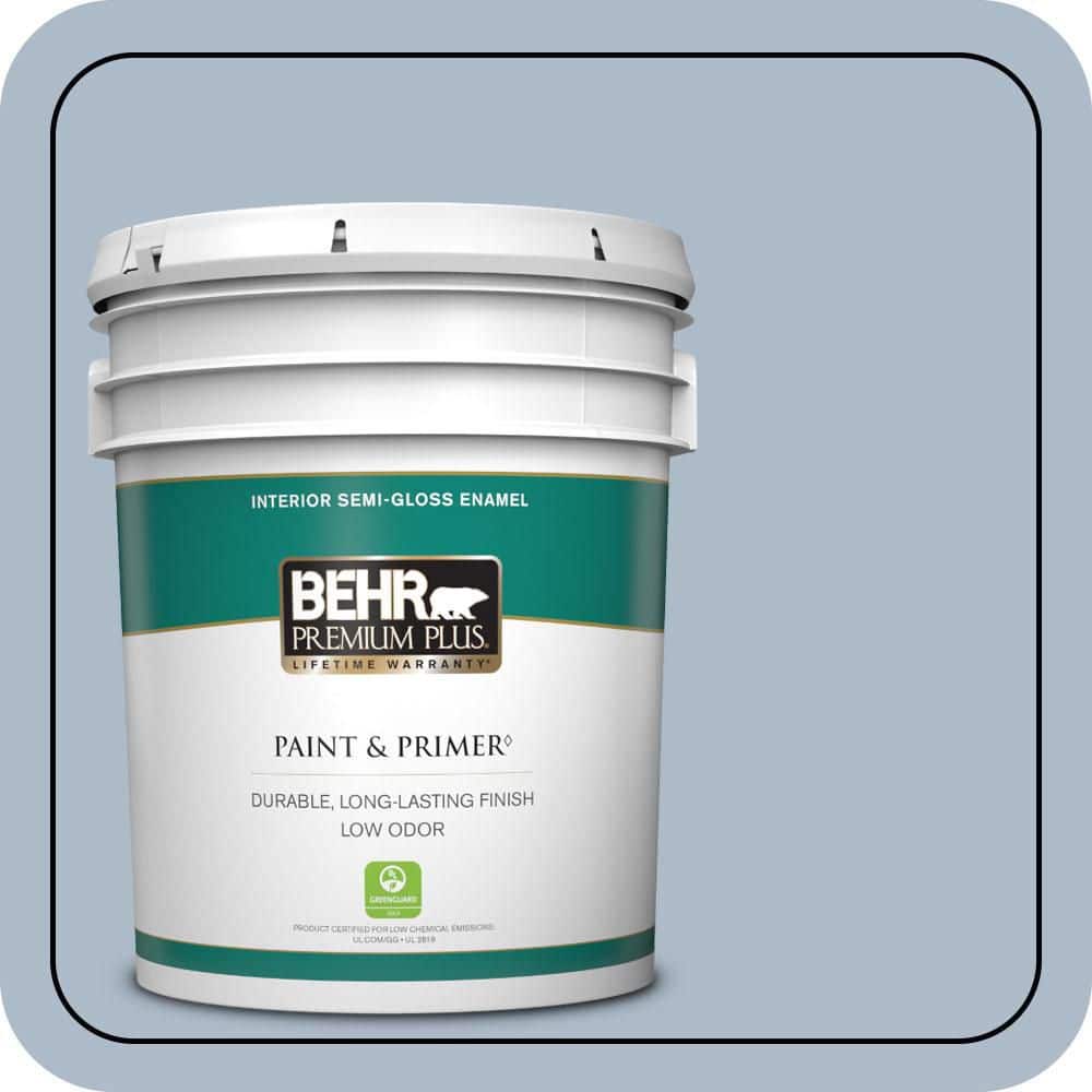 BEHR PREMIUM PLUS 5 gal. #PPU15-16 Simply Blue Semi-Gloss Enamel Low Odor Interior Paint & Primer