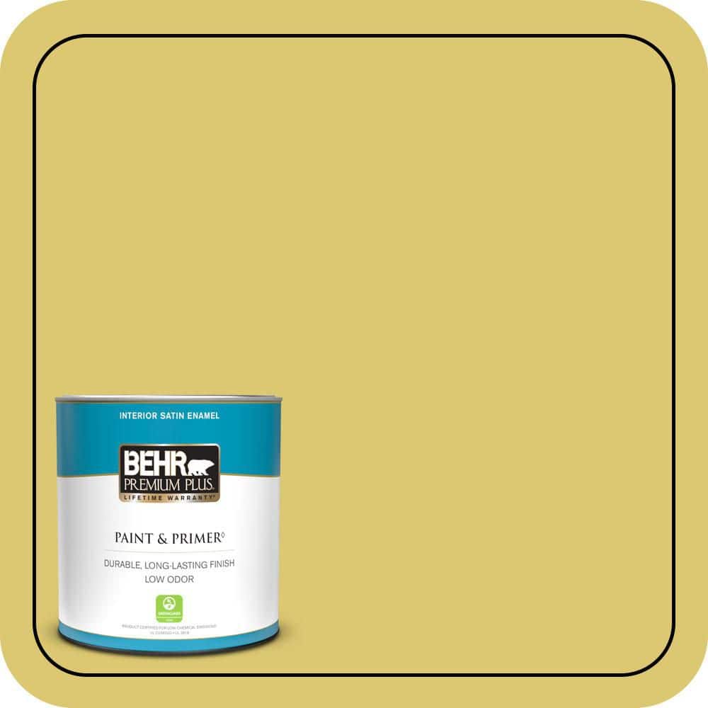 BEHR PREMIUM PLUS 1 qt. #P330-5 Midori Satin Enamel Low Odor Interior Paint & Primer