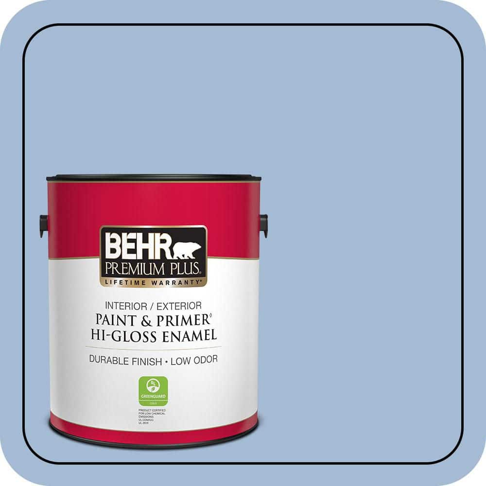 BEHR PREMIUM PLUS 1 gal. #M530-3 Perennial Blue Hi-Gloss Enamel Interior/Exterior Paint & Primer