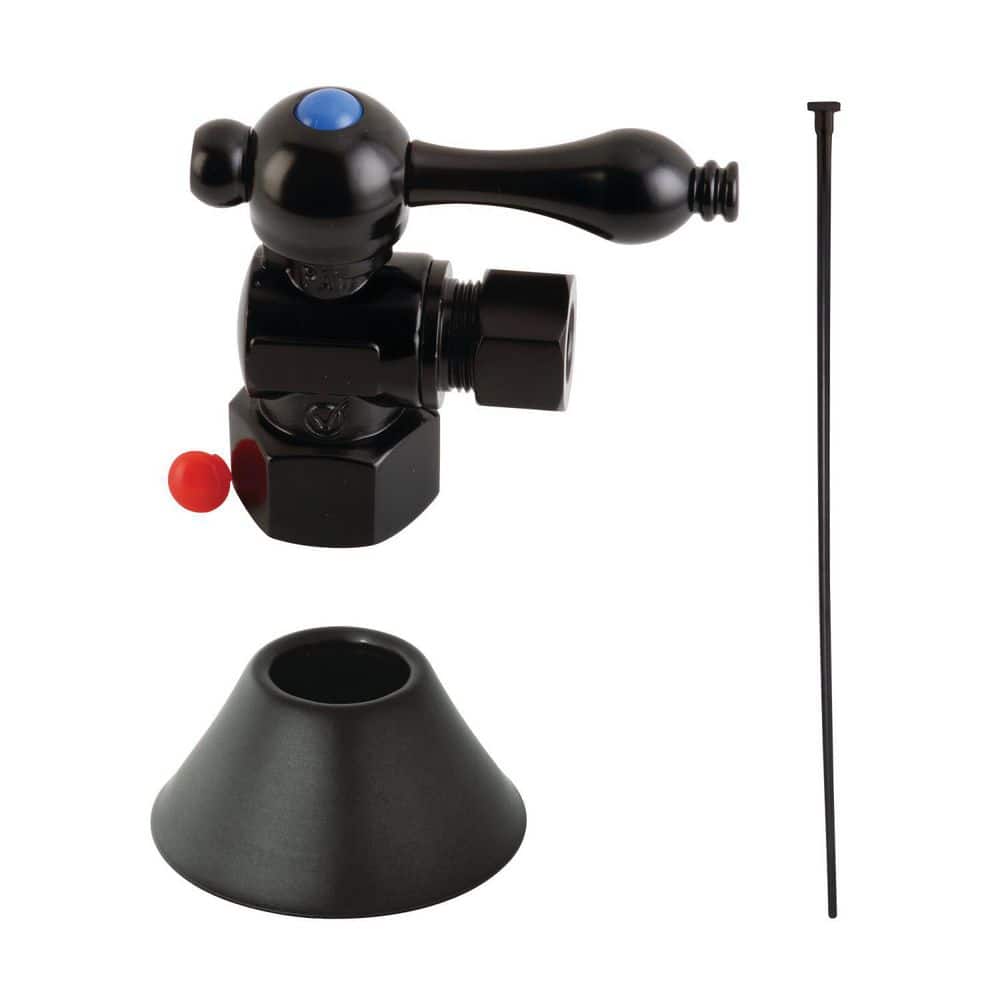 Kingston Brass Trimscape Lever Toilet Trim Kit with Supply Line and Flange in Matte Black (1)