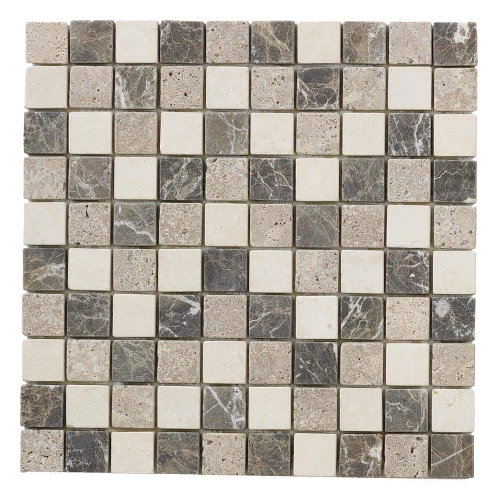 Jeffrey Court Emperador Mix Cream/Brown 11.625 in. x 11.625 in. Square Honed Marble Wall and Floor Mosaic Tile (0.938 sq. ft./Each) (2)