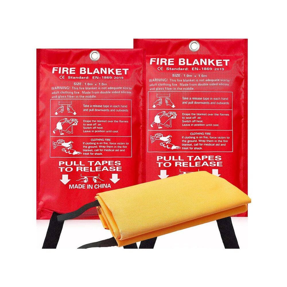 Ahfiwaso Silicone Fiberglass Emergency Blanket Fire Blanket for Home Kitchen Car School 40 x 40 in. 2-Pack
