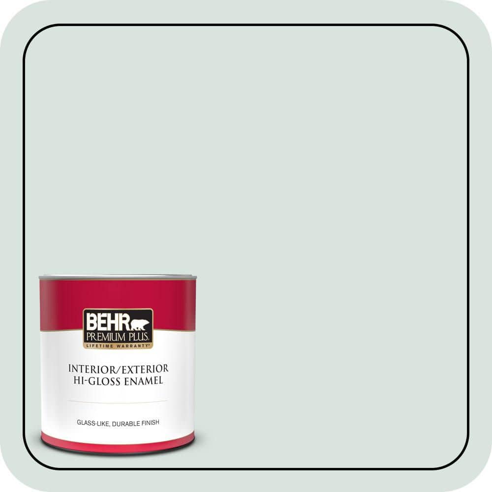BEHR PREMIUM PLUS 1 qt. #N430-1 Mountain Peak White Hi-Gloss Enamel Interior/Exterior Paint & Primer (1)