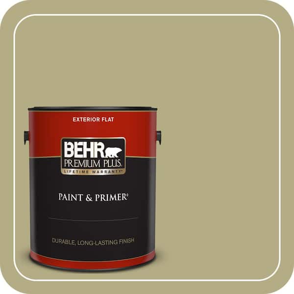 BEHR PREMIUM PLUS 1 gal. #PPU9-08 Tarragon Tease Flat Exterior Paint & Primer (2)