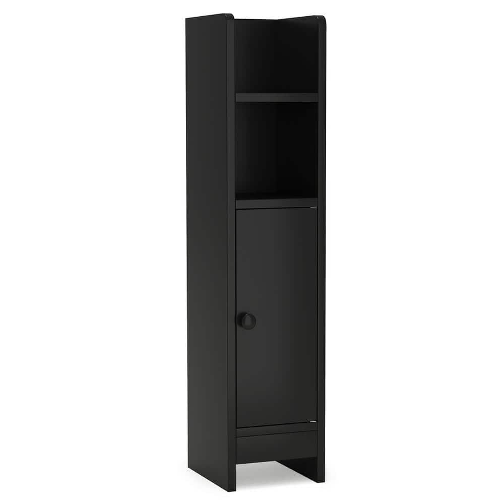 HONGGE Bathroom Slim Corner Cabinet 8 x 7 x 31.5 in. with Door 2 Open Shelves and Adjustable Shelf (1)