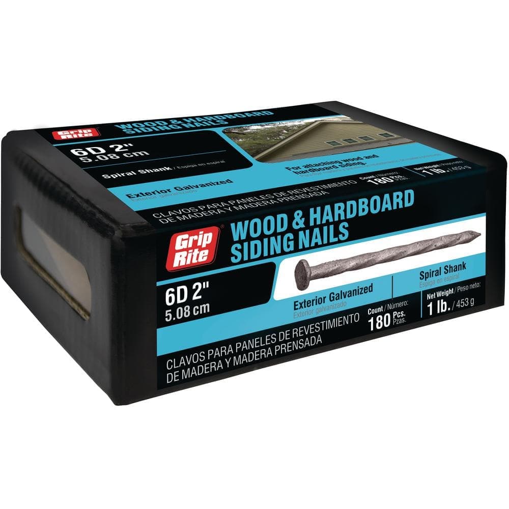 Grip-Rite 2 in. x 11-1/2-Gauge 6-penny Exterior Galvanized Spiral Shank Siding Nails 1 lb. Box