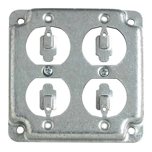 Steel City 4 in. Square Box Surface Steel Metallic Cover Double Duplex (RS8-10R) (2)