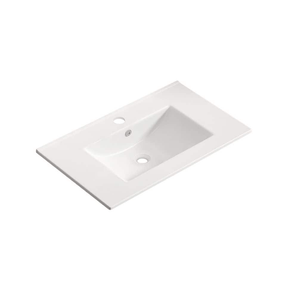 Satico 29.92 in. Drop-In Rectangular Ceramic Bathroom Sink Top in White with Overflow (1)