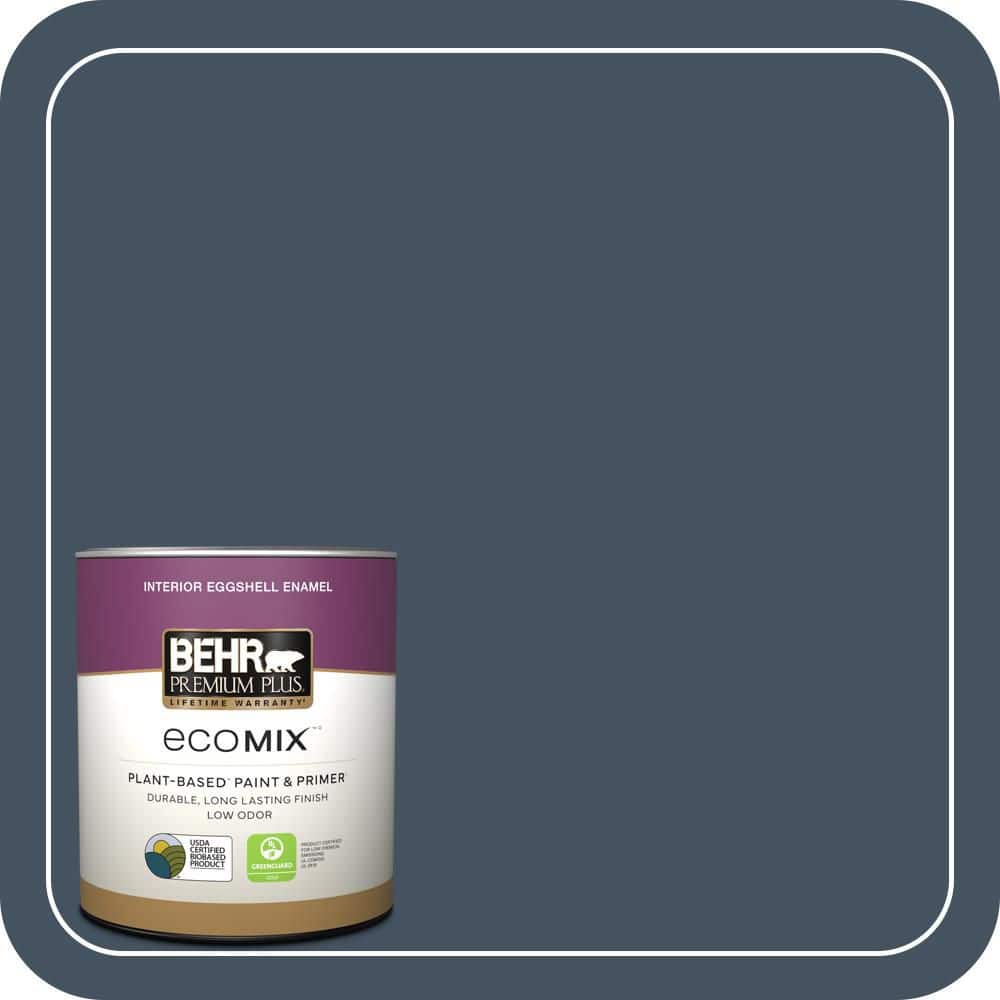 BEHR PREMIUM PLUS 1 qt. #ECC-30-3 Night Tide Eggshell Enamel EcoMix Plant-Based Interior Paint & Primer