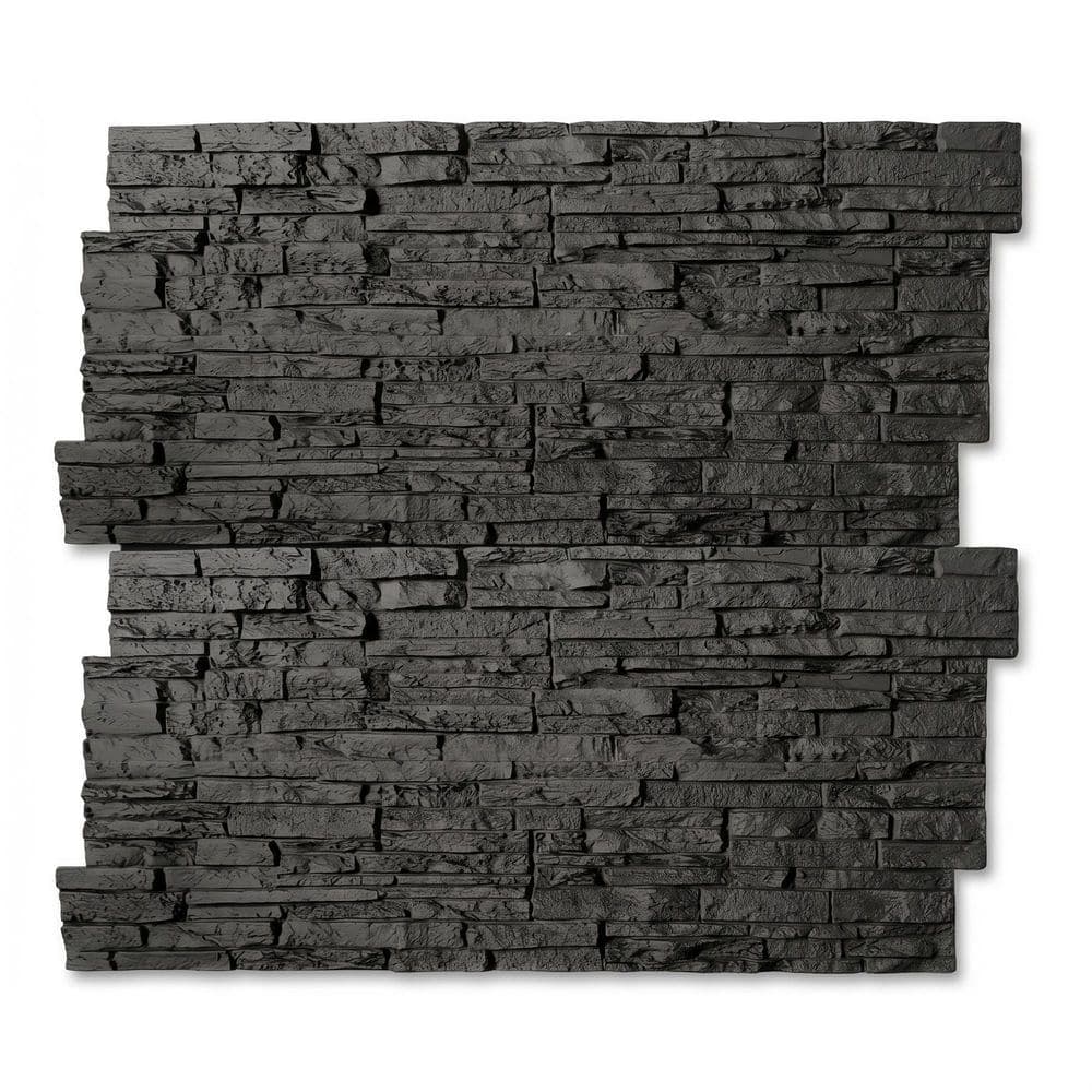 FUFU&GAGA Modern 1 in. T x 2 ft. x 4 ft. Space Black Polyurethane Fire & Moisture Resistant Decorative Wall Paneling (24-Pack) (1)