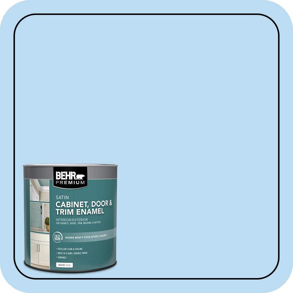 BEHR PREMIUM 1 qt. #P510-1 Greek Isles Satin Enamel Interior/Exterior Cabinet, Door & Trim Paint (1)