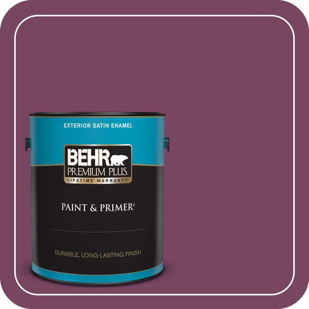 BEHR PREMIUM PLUS 1 gal. #690B-7 Plum Jam Satin Enamel Exterior Paint & Primer